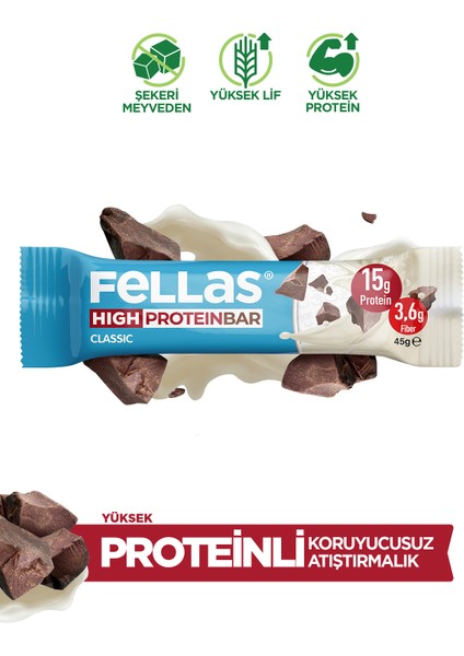 Klasik Yüksek Protein Bar 45 g x 12 Adet
