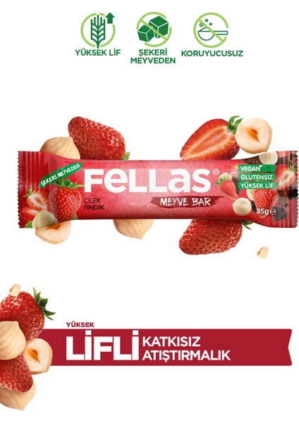 Meyve Bar - Çilek & Fındık 35 g x 12 Adet