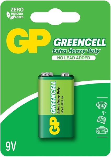 Greencel 9V Çinko Pil Tekli Paket GP1604G-2U1 modelleri