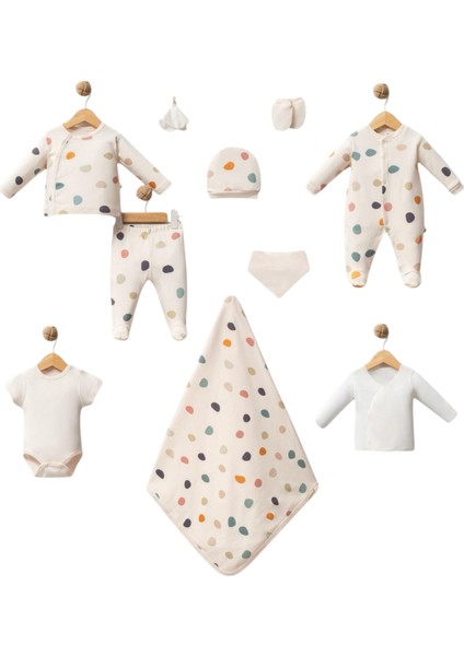 Unisex Kız Bebek Erkek Bebek Kutulu Yenidoğan Organik Hastane Çıkışı 10'lu Set