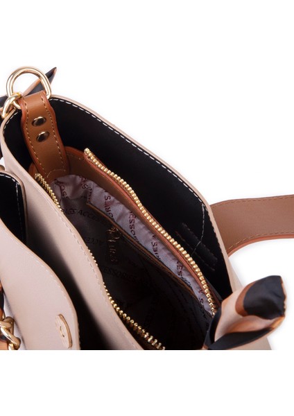 Kadın Zincirli Fularlı Şık Omuz ve Postacı Çantası Kum Taba Buffalo fırsatları