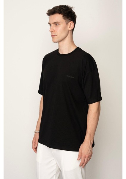 Siyah Oversıze Bisiklet Yaka Erkek T-Shirt E1025 fiyatları
