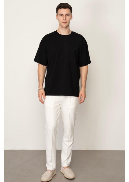 Siyah Oversıze Bisiklet Yaka Erkek T-Shirt E1025 modelleri