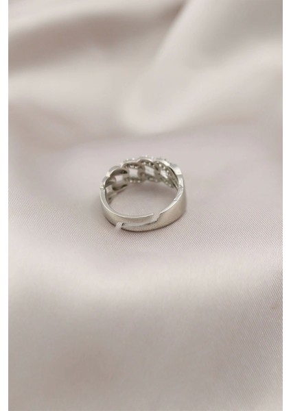 Gümüş Renk Metal Zincir Model Taşlı Kadın Yüzük fiyatları