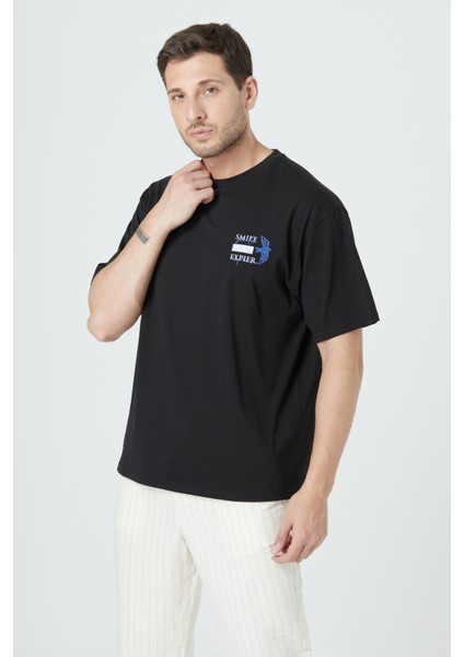 %100 Pamuk Erkek Relax Fit Rahat Kalıp Bisiklet Yaka Basic Düz Kısa Kollu Baskılı Tişört TNT-016 fırsatları