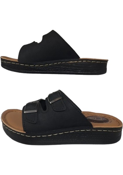 Ayarlanabilir Ortopedik Kadın Terlik Siyah Renk Ultra Soft Taban fırsatları