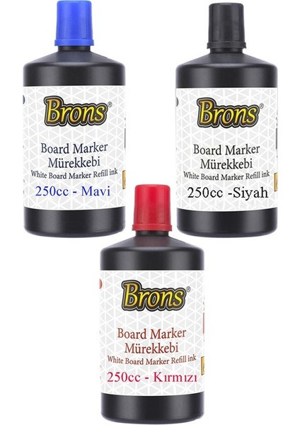 Mavi Siyah Kırmızı Yazı Tahta Kalem Mürekkebi 250ML 1 Adet Brons Tahta Kalemi Mürekkebi Kolay Silinebilir 250GR Okul