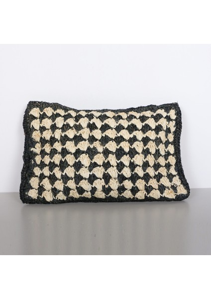 Mylamp Çift Yön Örgü 30X50 Cm. Doğal & Siyah Rafya Kırlent