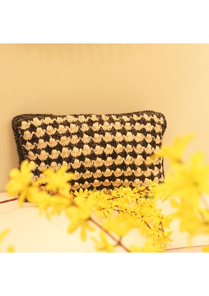 Mylamp Çift Yön Örgü 30X50 Cm. Doğal & Siyah Rafya Kırlent fiyatları