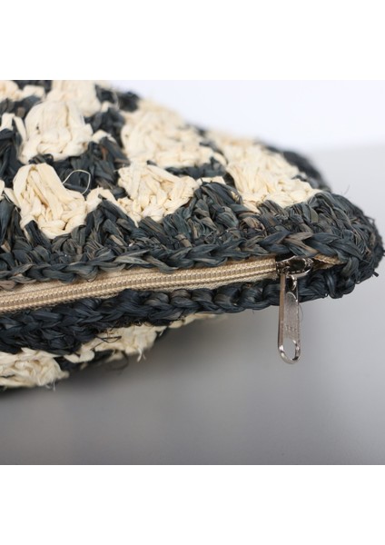 Mylamp Çift Yön Örgü 30X50 Cm. Doğal & Siyah Rafya Kırlent modelleri