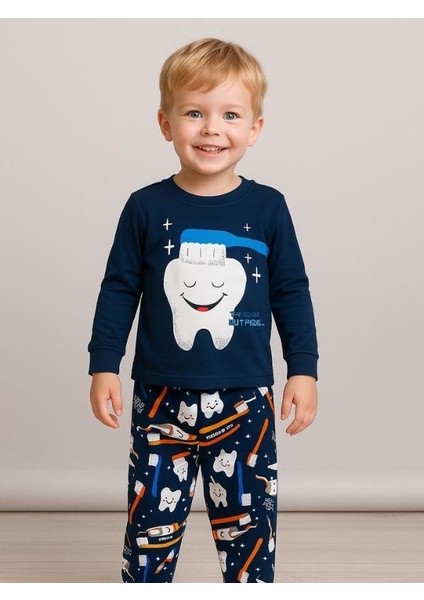 Erkek Çocuk Pamuklu Diş Baskılı Pijama Takımı fırsatları