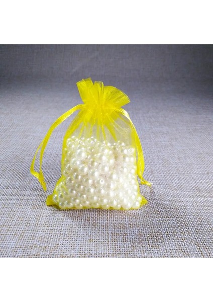 100PCS 5x7 7x9 9X12 10X15CM Drawstring Organza Torbaları Takı Ambalaj Çantaları Düğün Partisi Hediye Çantası Noel Hediye Çantaları Renk: Limon Sarı/boyut: 5X7CM (Yurt Dışından)