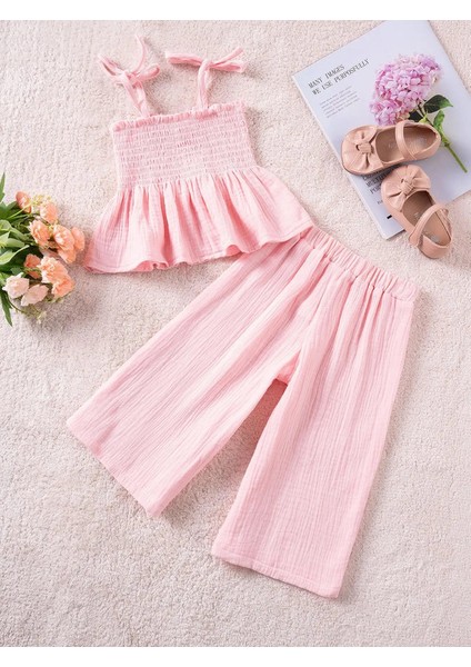 Yaz Bebek Kız Çocuklar Için Şık Günlük Kadanat Forması ve Gevşek Pantolon Setleri Kızlar Renk: Pembe/çocuk Beden: 12M (Yurt Dışından)
