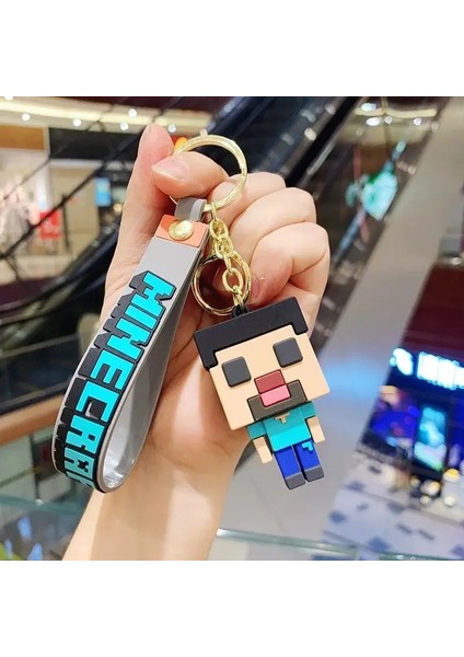 Oyun Karakter Modeli Oyuncak Pixel Anahtarlık Karikatür Creeper Bebek Silikon Kolye Anahtarlık Araç Araç Sırt Çantası Anahtar Hediye Kol: C (Yurt Dışından)