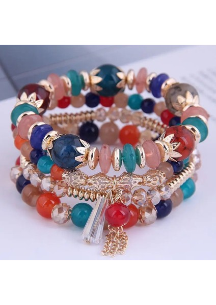 Diezi Koreli Modaya Modaya Molor Yeşil Kristal Boncuklar Halat Bilezikleri Kadın Kızlar Elastik Tel Sarma Bileklik Pulseira Feminametal Renk: Multi (Yurt Dışından)