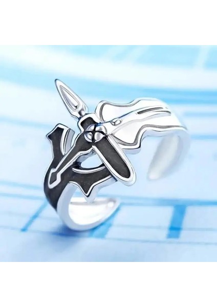 Art Online Retro Kirito Asuna Cross Açık Yüzük Sevenler Için Kadın Erkekler Ayarlanabilir Metal Parmak Yüzük Partisi Mücevher Anilmain Taş Renk: Erkekler Yüzük (Yurt Dışından)