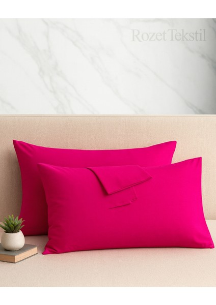Fuşya Yastık Kılıfı Pamuk Kumaş Kapaklı (2 Adet) 50 x 70 cm fırsatları