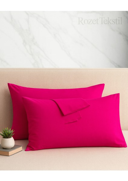 Fuşya Yastık Kılıfı Pamuk Kumaş Kapaklı (2 Adet) 50 x 70 cm indirimleri