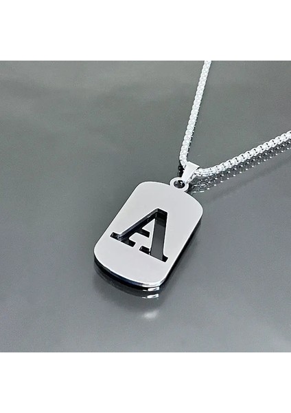 Moda Punk Başlangıç ​​etiket Mektubu Paslanmaz Çelik Kolye Kolyeleri Erkekler Kadın Takı Lotmetal Renk: A (Yurt Dışından)