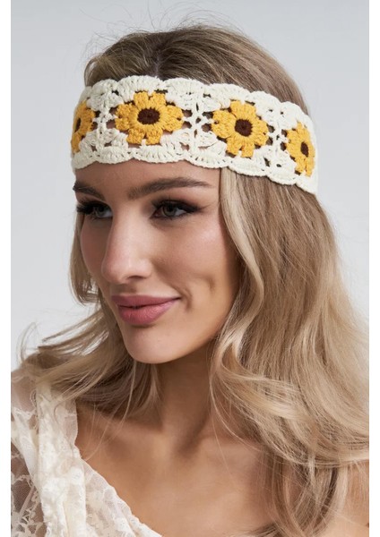 Örgü Papatya Saç Bandı modelleri