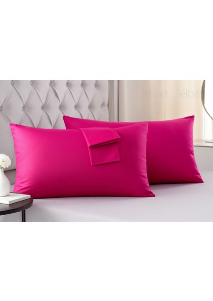 Fuşya Yastık Kılıfı Pamuk Kumaş Kapaklı (2 Adet) 50 x 70 cm
