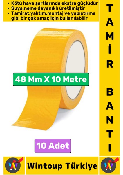 Ultra Güçlü Su Neme Dayanıklı Çok Amaçlı Montaj Onarım Izolasyon Tamir Bantı Sarı 48 MMX10 mt 10 Adt