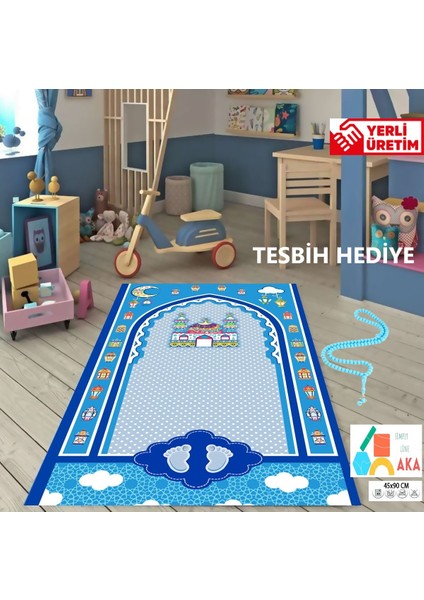 Büyük Boy 45X90 Kız Erkek Çocuk Namaza Ilk Adım Çocuk Seccade Eğlenceli Dekoratif Namazlık