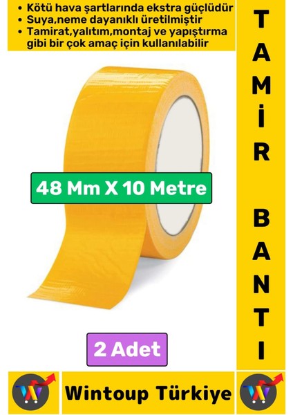 Ultra Güçlü Su Neme Dayanıklı Çok Amaçlı Montaj Onarım Izolasyon Tamir Bantı Sarı 48 MMX10 Mtr 2 Adt