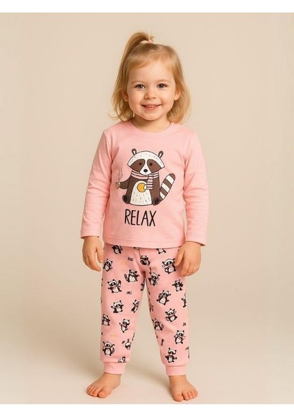 Kız Çocuk Pamuklu Hayvan Baskılı Pijama Takımı