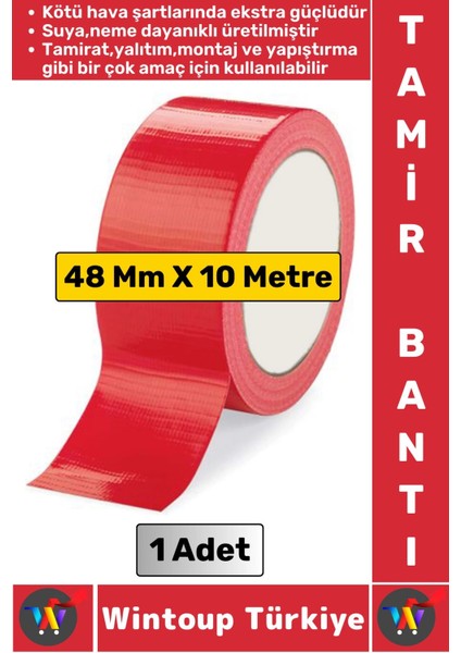 Ultra Güçlü Su Neme Dayanıklı Çok Amaçlı Montaj Onarım Izolasyon Tamir Bantı Kırmızı 48 MMX10 Metre