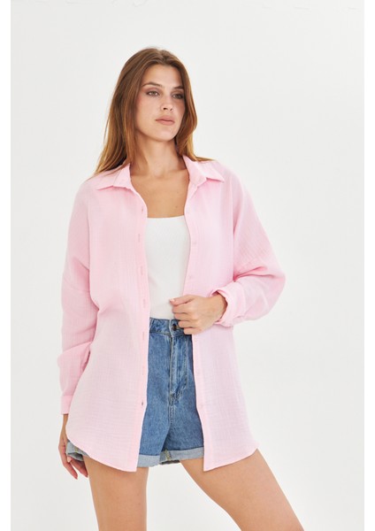 Müslin Kumaş Kadın Rahat Kesim, Oversize, Salaş Gömlek