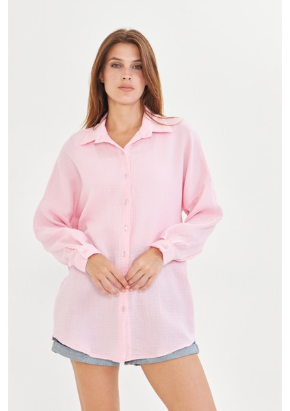 Müslin Kumaş Kadın Rahat Kesim, Oversize, Salaş Gömlek