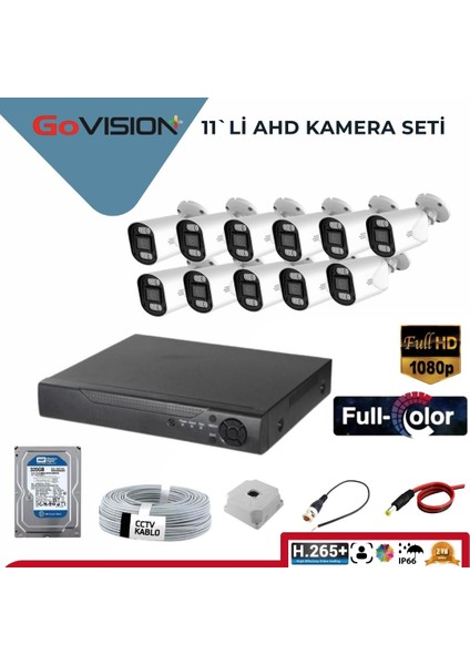 11'li 2 Mp Ahd Kamera Seti- 3.6mm Full Color Serisi
