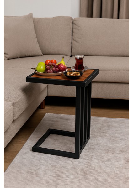 Alüminyum Gövdeli, Ahşap Desenli Modern C Sehpa – Dış Mekan ve Iç Mekan Kullanıma Uygun fiyatları