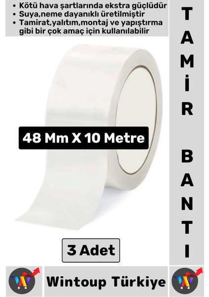 Ultra Güçlü Su Neme Dayanıklı Çok Amaçlı Montaj Onarım Izolasyon Tamir Bantı Beyaz 48 MMX10 mt 3 Adt