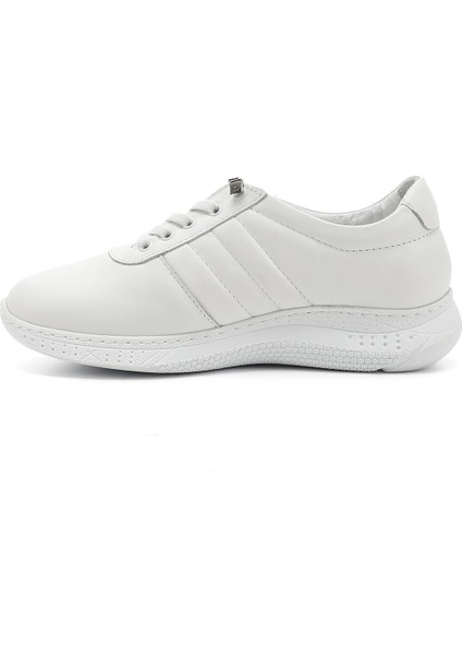 Kadın Beyaz Bağcıklı Dolgu Taban Hakiki Deri Sneaker fırsatları