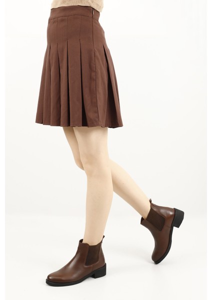 Kadın Kahve Kalın Topuklu Hakiki Deri Chelsea Bot fiyatları