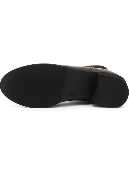 Kadın Kahve Kalın Topuklu Hakiki Deri Chelsea Bot indirimleri