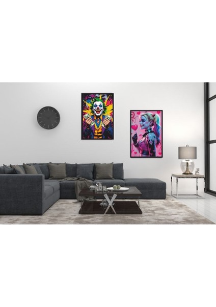 Joker & Harley Quinn Pop Art 2’li Mdf Uv Baskı Tablo Seti