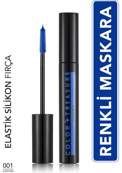 Color Treasure Hacim Veren & Yüksek Pigmentli Renkli Maskara (001 Sapphire) 8682536100342