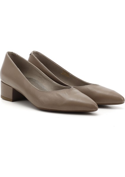 Kadın Vizon Antik Kısa Kalın Topuklu Hakiki Deri Ayakkabı modelleri