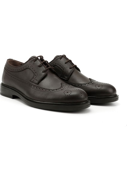 Erkek Kahve Antik Bağcıklı Hakiki Deri Klasik Ayakkabı