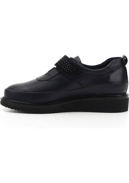 Kadın Lacivert Dolgu Taban Taş Detaylı Hakiki Deri Ayakkabı fırsatları