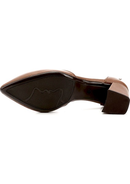 Kadın Taba Bilekten Bağlı Orta Topuklu Hakiki Deri Ayakkabı indirimleri