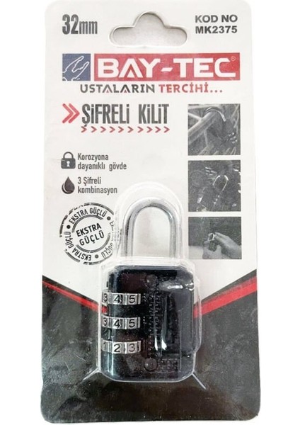 Şifreli Asma Kilit 32 mm Baytek MK2375