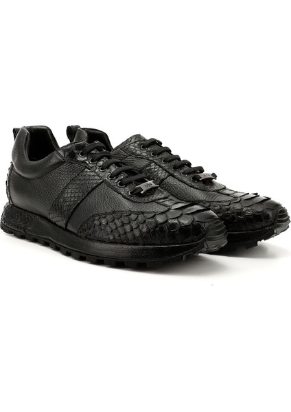 Erkek Siyah Bağcıklı Hakiki Deri Comfort Sneaker fiyatları