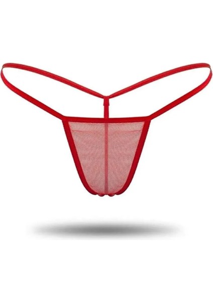 Kırmızı Beyaz 2'li Tül Transparan String Tanga Iç Giyim fiyatları