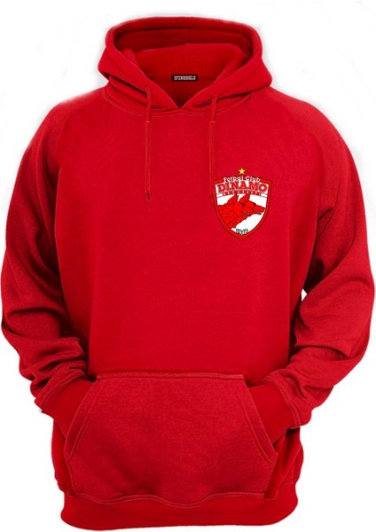 Küçük Logolu Dinamo București 1948 Kulüp Büyük Logo Baskılı Pamuklu Hoodie Sweatshirt
