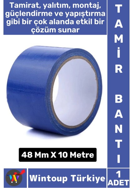 Uzun Ömürlü Su Nem Küfe Dayanıklı Çok Amaçlı Mavi Montaj Onarım Tamir Bantı 48 mm x 10 Metre