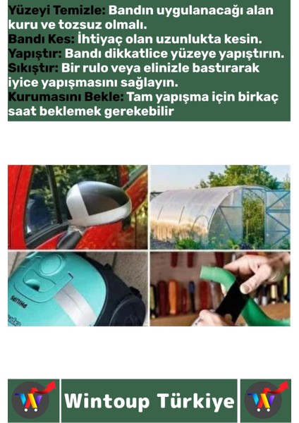 Uzun Ömürlü Su Nem Küfe Dayanıklı Çok Amaçlı Yeşil Montaj Onarım Tamir Bantı 48 mm x 10 Metre 5 Adet fırsatları